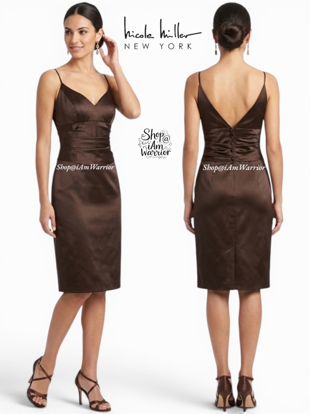 Nicole Miller satin pleated waist cocktail dress *shop@iamwarrior